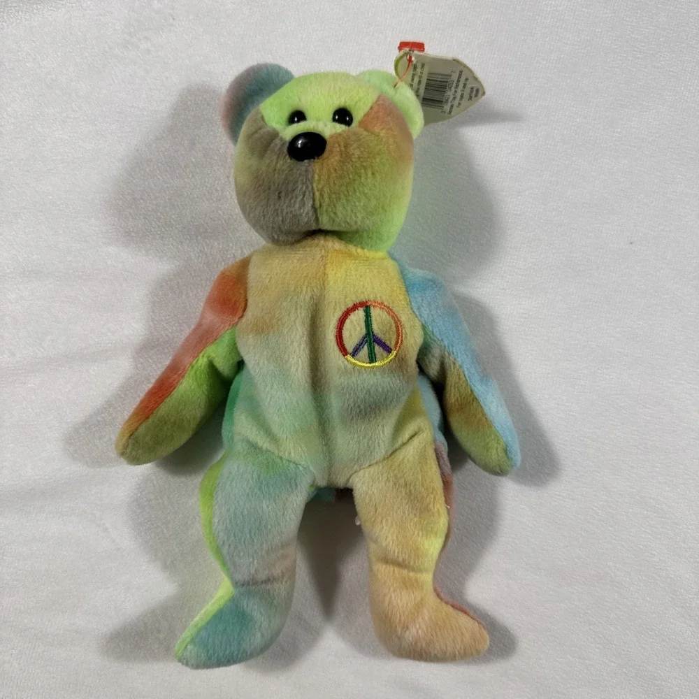 Ty Beanie Baby Peace Bear Plush Stuffed Animal Toy Tie Dye 1996